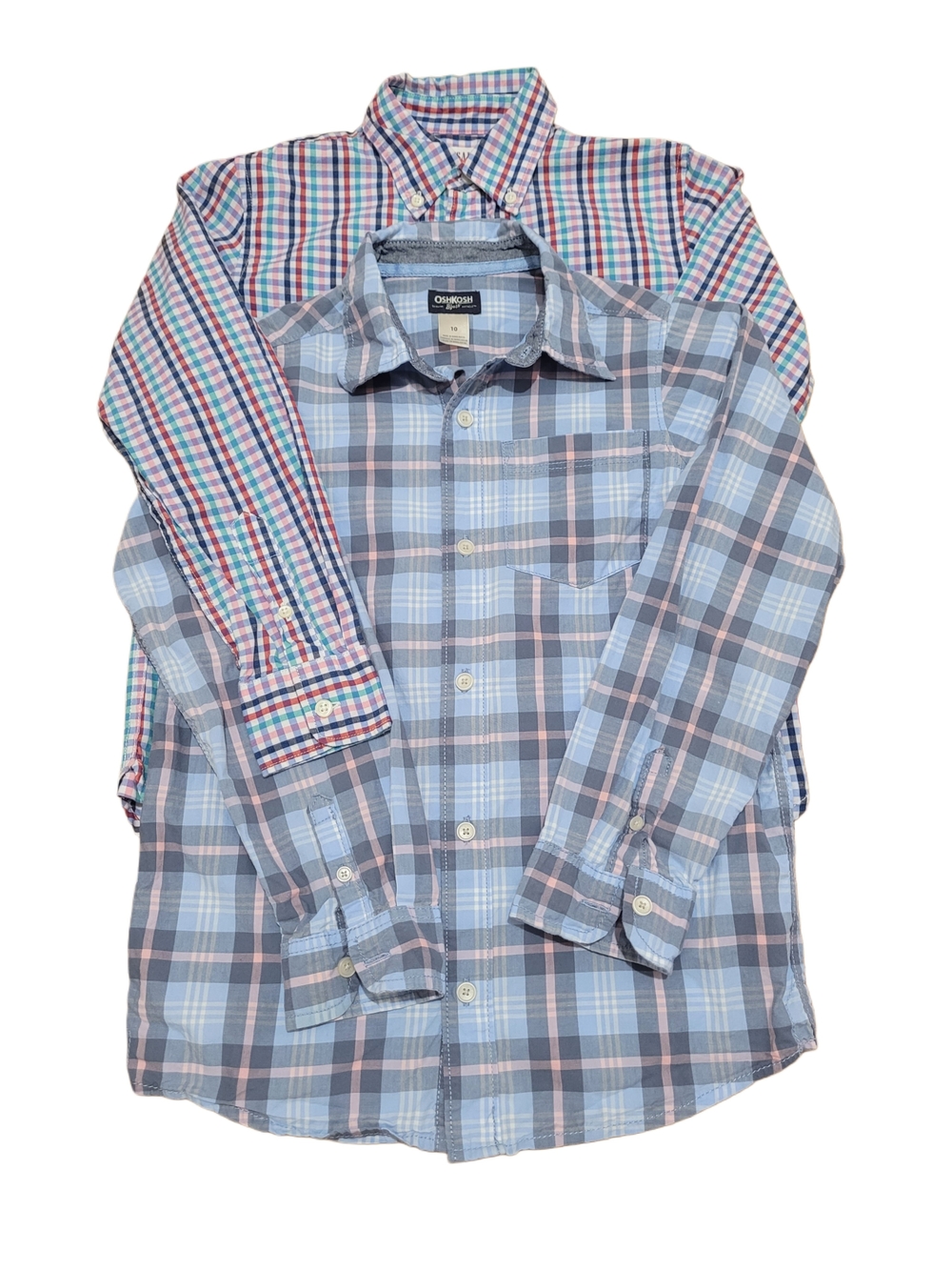 OshKosh B'gosh Light Blue Plaid Long-Sleeve Shirt And GAP Kids Multi Color Plaid